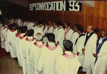 Mr. K. L. Chugh, Chairman of ITC Limited, Calcutta, is introduced to some of the IIT Madras faculty members by Prof. N. V. C. Swamy, Director, during the 30th Convocation, 1993