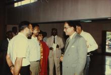 Prof. R. Kalyana Krishnan and others interacting with Mr. K. L. Chugh, Chairman of ITC Limited, Calcutta, during the 30th Convocation, 1993