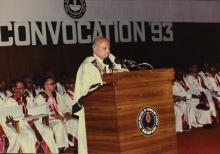 Dr. M. S. Swaminathan, Chairman, Board of Governors, addresses the audience during the 30th Convocation, 1993.