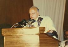 Dr. M. S. Swaminathan, Chairman, Board of Governors, addresses the audience during the 30th Convocation, 1993