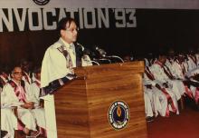 Mr. K. L. Chugh, Chairman of ITC Limited, Calcutta, delivers the convocation address during the 30th Convocation, 1993. 
