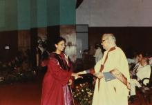 Prof. N. V. C. Swamy, the Director, presents a graduand with a degree during the 30th Convocation, 1993