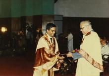 Director Prof. N. V. C. Swamy presents a degree certificate to a graduand during the 30th Convocation, 1993