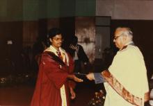 A graduand receives his degree from Prof. N. V. C. Swamy, Director, during the 30th Convocation, 1993