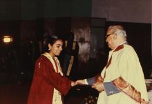 Prof. N. V. C. Swamy, the Director, presents a graduand with a degree during the 30th Convocation, 1993