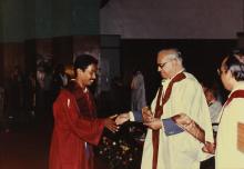 Prof. N. V. C. Swamy, Director, presents a degree certificate to a graduand during the 30th Convocation, 1993