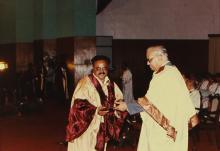 A graduand receives his degree certificate from Prof. N. V. C. Swamy, Director, during the 30th Convocation, 1993