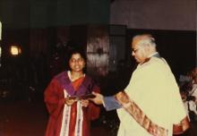 Prof. N. V. C. Swamy, the Director, presents a graduand with a degree during the 30th Convocation, 1993