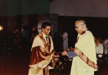 Prof. N. V. C. Swamy, Director, presents a degree certificate to a graduand during the 30th Convocation, 1993
