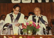 Mr. K. L. Chugh, Chairman of ITC Limited, Calcutta, and Dr. M. S. Swaminathan, Chairman, Board of Governors during the 30th Convocation, 1993.