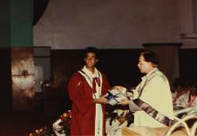 Mr. K. L. Chugh, Chairman of ITC Limited, Calcutta, presents a degree to a graduand during the 30th Convocation, 1993