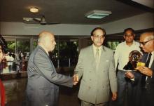 Dr. M. S. Swaminathan, Chairman, Board of Governors, Mr. K. L. Chugh, Chairman of ITC Limited, Calcutta and Prof. N. V. C. Swamy, Director at the 30th Convocation day, 1993