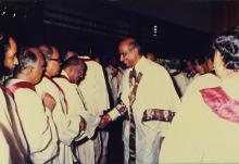 Dr. V. S. Arunachalam being introduced to a senate member at the 25th convocation