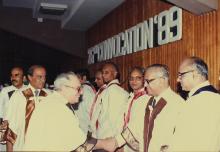 Dr. Russi Mody being introduced to the senate members at the 26th convocation