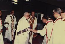 Dr. Russi Mody being introduced to the senate members at the 26th convocation