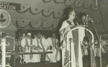 The chief guest for the eleventh convocation, Mrs. Indira Gandhi, delivering the convocation address