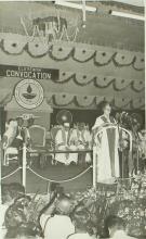 The chief guest for the eleventh convocation, Mrs. Indira Gandhi, delivering the convocation address