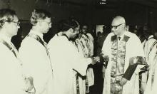The chief guest at a convocation ceremony is introduced to the senate members