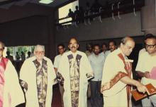 Mr. Russi Mody, Mr. A. L. Mudaliar and Prof. L. S. Srinath at the 26th Convocation, 1989
