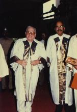 Mr. Russi Mody and Mr. A. L. Mudaliar as part of the Academic Procession, 1989