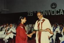 Prof. L. S. Srinath giving away degree at the 26th Convocation, 1989