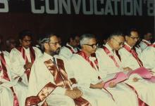 The distinguished guests on the dais at the 26th Convocation, 1989