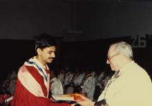 Mr. Russi Mody giving away award at the 26th Convocation, 1989