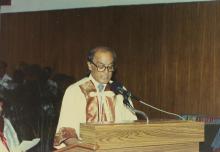 Prof. L. S. Srinath giving his speech at the 26th Convocation, 1989