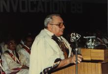 Mr. Russi Mody delivering the 26th Convocation Address, 1989