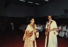 Prof. L. S. Srinath giving away a degree at the 26th Convocation, 1989