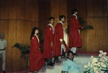 Undergraduate students waiting to receive degrees at the 26th Convocation, 1989