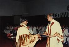 Prof. L. S. Srinath giving away degree at the 26th Convocation, 1989