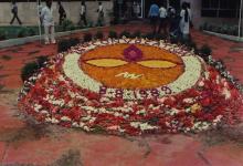 Floral decoration of the IIT Madras logo at the SAC, 26th Convocation, 1989