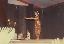 An artist performing Bharatanatyam at the 26th Convocation, 1989