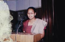 A student comperes at the Shaastra 2002 inauguration ceremony