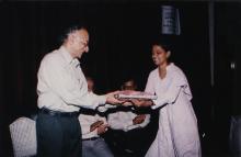 The Director, Prof. Ananth is presented with a gift at Shaastra 2002
