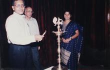 The Shaastra 2002 chief guest prepares to light the kuthuvizhaku