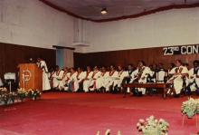 The Registrar (probably) addresses the audience at the 23rd convocation ceremony
