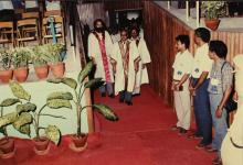 The chief guest enters the auditorium for the convocation ceremony 