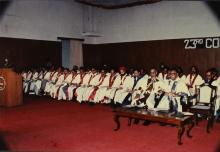 The distinguished guests and members of faculty on the dais at the 23rd convocation ceremony