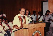 Prof. L.S. Srinath addresses the audience at the 23rd convocation ceremony