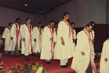 The academic procession proceeds to leave the venue of the 23rd convocation ceremony