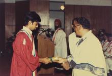 The chief guest distributes prizes to the prize winners