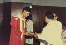 The chief guest distributes prizes to the prize winners