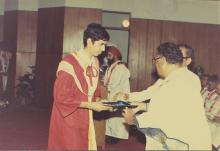 The chief guest distributes prizes to the prize winners