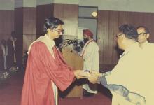 The chief guest distributes prizes to the prize winners