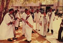 Outside the Student Activities Centre, 1983