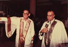 Prof. R. Srinivasan with Mr. A. Sivasailam during the 20th convocation, 1983