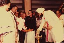 Mr. Giani Zail Singh lights the lamp, 1983