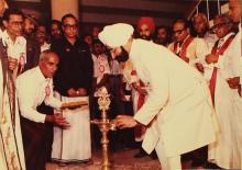 Mr. Giani Zail Singh lights the lamp, 1983
